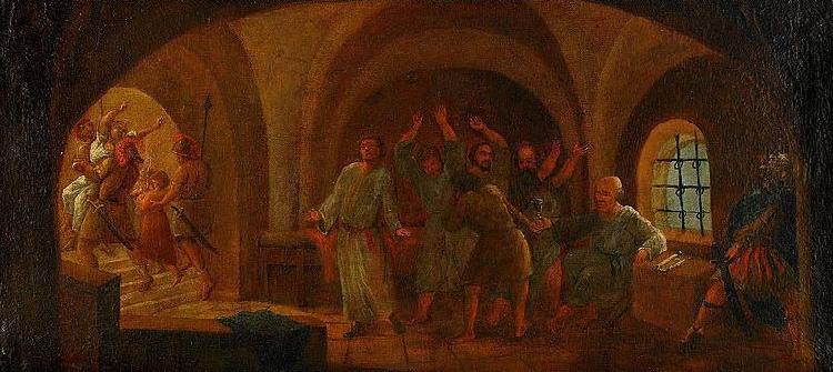 Pehr Horberg Sokrates med giftbagaren i fangelset oil painting picture